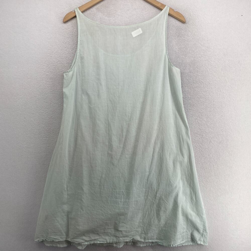EILEEN FISHER Slip L Organic Cotton Gauze Dress Scoop Neck Tank Aqua Blue - Picture 2 of 11